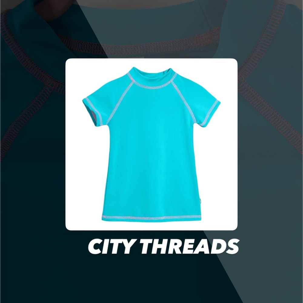 EUC City Threads Turquoise UPF 50+ Short Sleeve Rashguard
